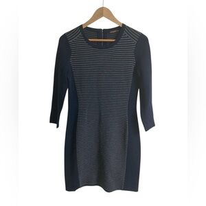 J. McLaughlin Darla Ottoman Striped Sweater Knit Dress Navy Gray Size Small